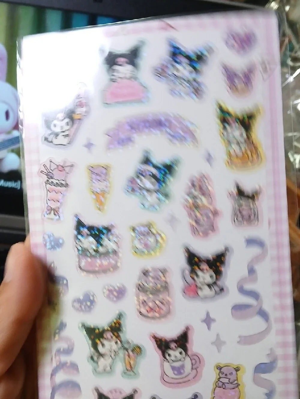 Kuromi Holographic Sticker Sheet - Pink Accents